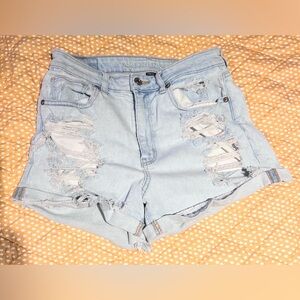 American Eagle Outfitters Light Blue Ripped Denim Shorts